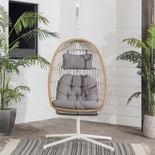 Walker Edison Carmel Modern Rattan Hanging Egg Swing Chair