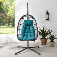 Walker Edison Carmel Modern Rattan Hanging Egg Swing Chair