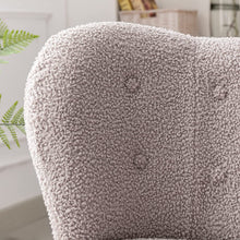 Merax Blush Modern Cute Plush Sherpa Accent Chair with Wood Legs Tufted Wingback Living Room Armchair