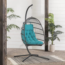 Walker Edison Carmel Modern Rattan Hanging Egg Swing Chair