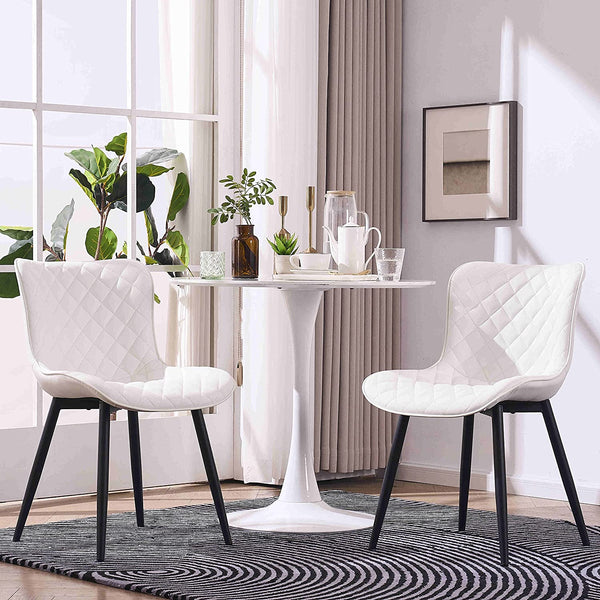 Kidol & Shellder Dining Chairs Set of 2 Black Living Room Chairs PU Upholstered Desk Chair,Loads Up to 300lbs,3 Mins Quick Assembly