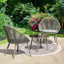 Nuu Garden 3 Piece Woven Rope Patio Furniture Set with Cushions, All Weather Patio Conversation Bistro Set