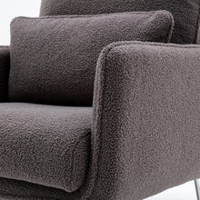 Merax Espresso Modern Comfortable Upholstered Accent Chair with Lumbar Cushion,Teddy Velvet Reading Armchair