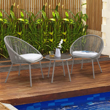 Nuu Garden 3 Piece Woven Rope Patio Furniture Set with Cushions, All Weather Patio Conversation Bistro Set