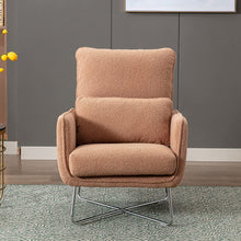 Merax Espresso Modern Comfortable Upholstered Accent Chair with Lumbar Cushion,Teddy Velvet Reading Armchair