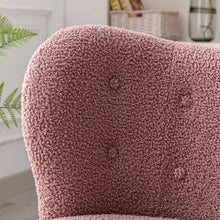 Merax Blush Modern Cute Plush Sherpa Accent Chair with Wood Legs Tufted Wingback Living Room Armchair