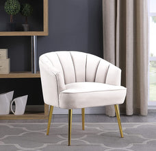 Morden Fort Velvet Barrel Club Chair Accent Armchair with Golden Legs , White