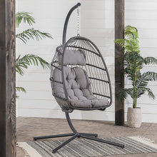 Walker Edison Carmel Modern Rattan Hanging Egg Swing Chair