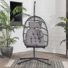 Walker Edison Carmel Modern Rattan Hanging Egg Swing Chair