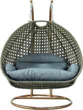 LeisureMod Beige 2 Person Hanging Double Swing/ Rattan Egg Chair