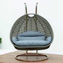 LeisureMod Beige 2 Person Hanging Double Swing/ Rattan Egg Chair