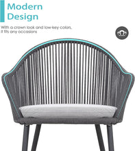 Nuu Garden 3 Piece Woven Rope Patio Furniture Set with Cushions, All Weather Patio Conversation Bistro Set