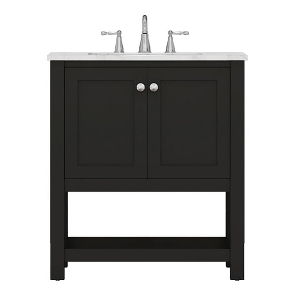 Alya Bath Wilmington 30" Solid Wood Vanity with Carrera Marble Top in Espresso
