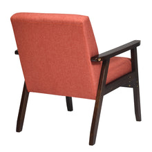 Gymax Fabric Armchair Wooden Upholstered Accent Chair Home Office Orange