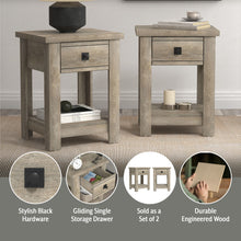 Addison Farmhouse 1 Drawer Nightstand, Set of 2, Driftwood Gray