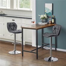 Alden Design Modern Adjustable Faux Leather Swivel Bar Stool Armless, 2pcs, Gray
