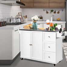 Costway Kitchen Island 2-Door Storage Cabinet Stainless Steel Top w/Drawers White