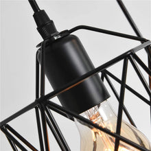 Garwarm Industrial 3-Light Pendant Light, Adjustable Flush Mount Ceiling Lighting for Kitchen Island Living Room Bedroom Hallway, Vintage Hanging Pendant Lights Fixture with Metal Cage Shade, Black