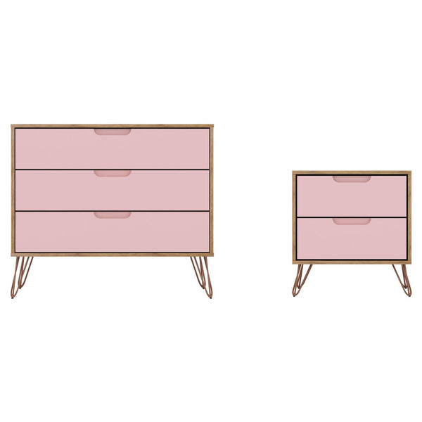 Manhattan Comfort Rockefeller 3 Drawer Dresser and 2 Drawer Nightstand