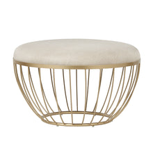 Weston Home Harriette Fabric Upholstered Round Ottoman, Beige Linen