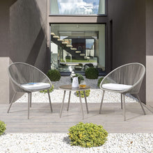 Nuu Garden 3 Piece Woven Rope Patio Furniture Set with Cushions, All Weather Patio Conversation Bistro Set