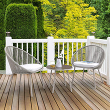 Nuu Garden 3 Piece Woven Rope Patio Furniture Set with Cushions, All Weather Patio Conversation Bistro Set