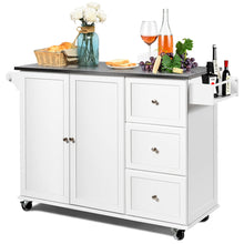 Costway Kitchen Island 2-Door Storage Cabinet Stainless Steel Top w/Drawers White