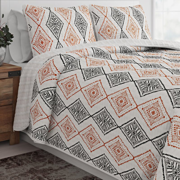 Tierra Ivory/Black/Paprika Microfiber Reversible Eclectic