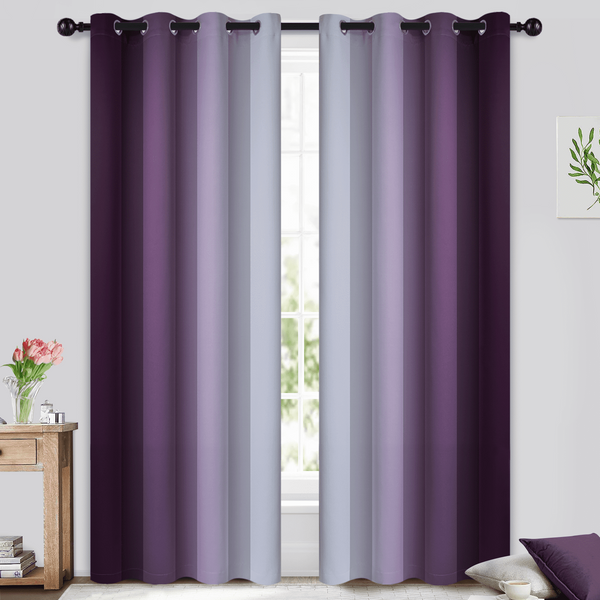 Yakamok Purple Curtain for Bedroom/Light Blocking Room Darkening Window Drapes 2 Panels