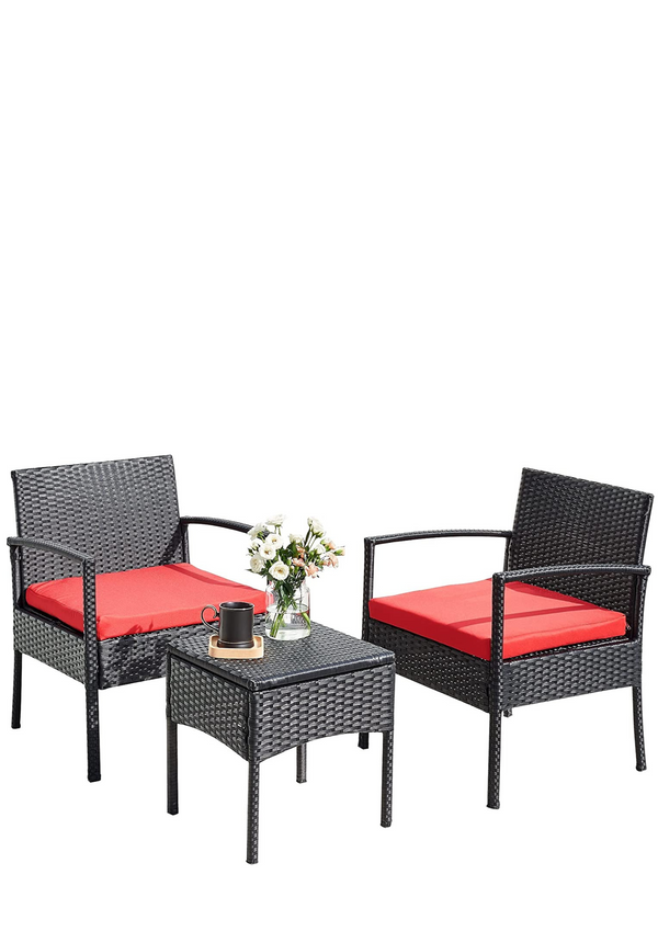 MOOWIND Balcony Furniture Front Porch Bistro,Conversation Set Rattan Wicker