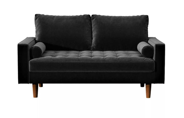 US Pride Furniture® Clovis Velvet Square-Arm Loveseat in Black