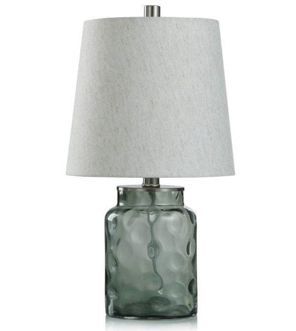 Bee & Willow™ Glass Table Lamp in Black with Natural Linen Shade