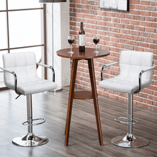 SMILE MART 2pcs Faux Leather Swivel Bar Stools for Home Counter, White