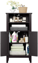 Homfa Bathroom Storage Cabinet, Wood Bathroom Storage Organizer with 2 Doors, Bathroom Cabinet with Shelves and Storage, Dark Brown Finish
