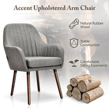 Gymax Set of 2 Accent Chairs Fabric Upholstered Armchairs w/Wooden Legs Gray