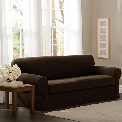 Maytex Pixel Stretch 2-Piece Sofa Slipcover, Chocolate