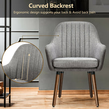 Gymax Set of 2 Accent Chairs Fabric Upholstered Armchairs w/Wooden Legs Gray