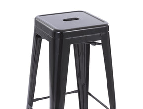Howard 30inch Stackable Metal Barstool, Set of 4, Black Color, Backless Style, Full Assembled Stools