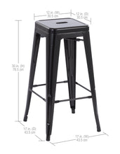 Howard 30inch Stackable Metal Barstool, Set of 4, Black Color, Backless Style, Full Assembled Stools