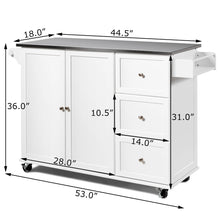 Costway Kitchen Island 2-Door Storage Cabinet Stainless Steel Top w/Drawers White