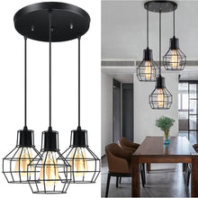 Black Pendant Light Fixtures, Kitchen Light Fixtures, SINGES Edison Metal Caged Vintage Hanging Pendant Fixture for Kitchen Dining Room Bar Hotel, E27 Base