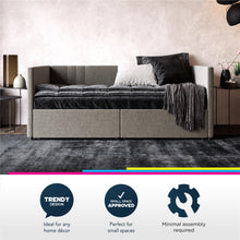 Queer Eye Charis Upholstered Daybed with Storage Drawers, Light Gray Linen, Twin size