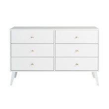 Prepac Milo Mid-Century 6 Drawer Wooden Double Dresser, 16