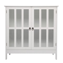 Ktaxon Storage Sideboard Buffet, Wooden Console Storage Cabinet with Transparent Doors,White
