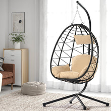 BaytoCare Indoor Outdoor Swing Chair Patio Wicker Hanging Egg Chair Hanging