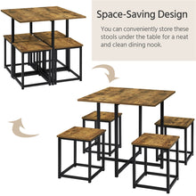 Alden Design 5pcs Industrial Dining Set for Home, Rustic Brown