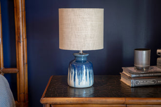 Better Homes & Gardens Ceramic Table Lamp, Ombre Blue Drip Glaze Finish