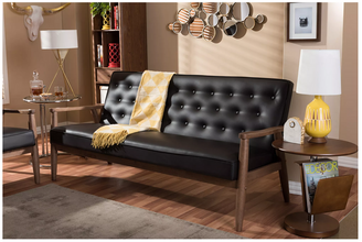 Baxton Studio Sorrento Faux Leather Sofa in Black