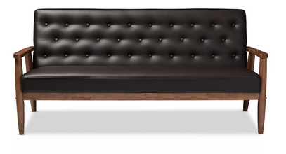 Baxton Studio Sorrento Faux Leather Sofa in Black