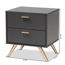 Baxton Studio Kelson Modern and Contemporary Dark Grey and Gold Finished Wood 2-Drawer Nightstand